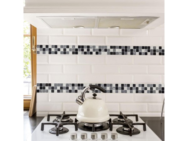 Tile Black & White πλακάκια διακόσμησης τοίχων κουζίνας & μπάνιου (31313)