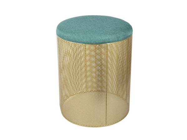 Artekko Stool Τραπεζάκι Βοηθητικό/Σκαμπώ Μεταλλικό Χρυσό/Γαλάζιο (40x40x46)cm