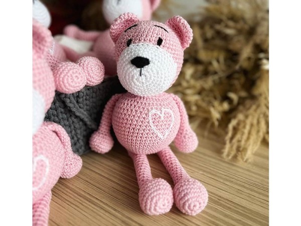 Χειροποίητο αρκουδάκι BEAR-PINK-003