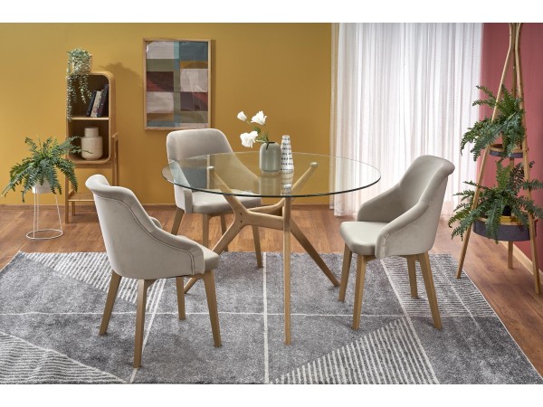 ASHMORE table, color: top - transparent, legs - natural DIOMMI V-CH-ASHMORE-ST