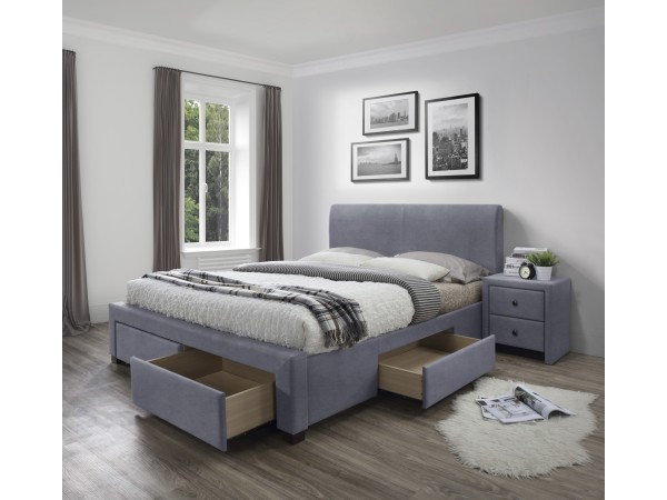 MODENA 3 bed with drawers, color: grey DIOMMI V-CH-MODENA_3-LOZ-POPIEL