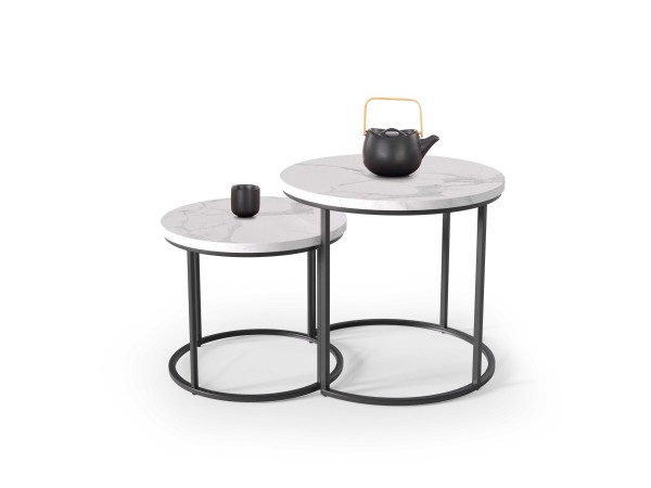 OREO set of two c. tables - white marble / black DIOMMI V-CH-OREO-LAW-BIAŁY_MARMUR