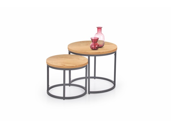 OREO set of two c. tables - golden oak / black DIOMMI V-CH-OREO-LAW-DĄB_ZŁOTY