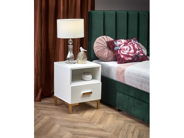 SILVIA bedside table, white - gold DIOMMI V-PL-SILVIA-SZAFKA_N-BIAŁY/ZŁOTY