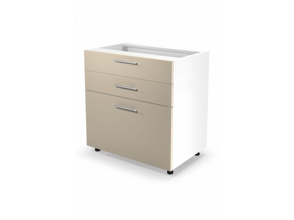 VENTO DS3-80/82 lower cabinet with drawers, color: white/beige DIOMMI V-UA-VENTO-D3S_H-80/82-BEŻOWY