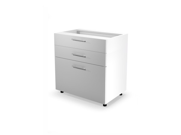 VENTO DS3-80/82 lower cabinet with drawers, color: white/white DIOMMI V-UA-VENTO-D3S_H-80/82-BIAŁY