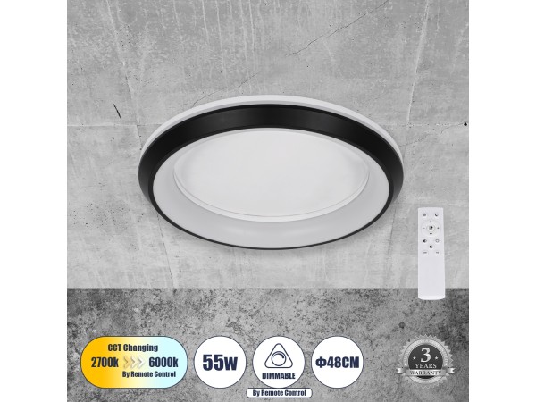 MELINA 61040 Πλαφονιέρα Οροφής Κύκλος LED CCT 55W 6376lm 120° AC 220-240V