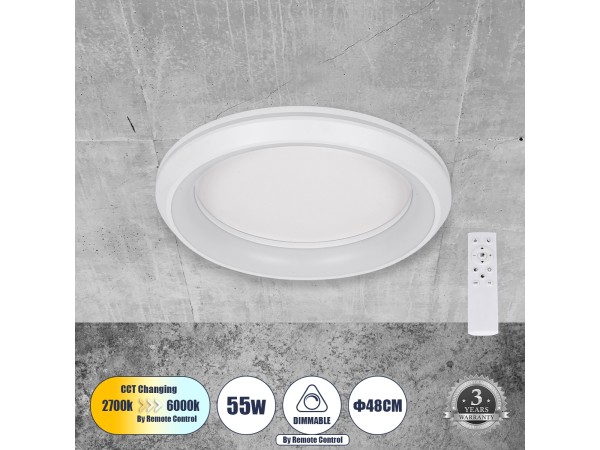 MELINA 61041 Πλαφονιέρα Οροφής Κύκλος LED CCT 55W 6376lm 120° AC 220-240V