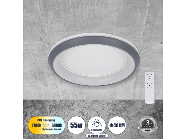 MELINA 61042 Πλαφονιέρα Οροφής Κύκλος LED CCT 55W 6376lm 120° AC 220-240V