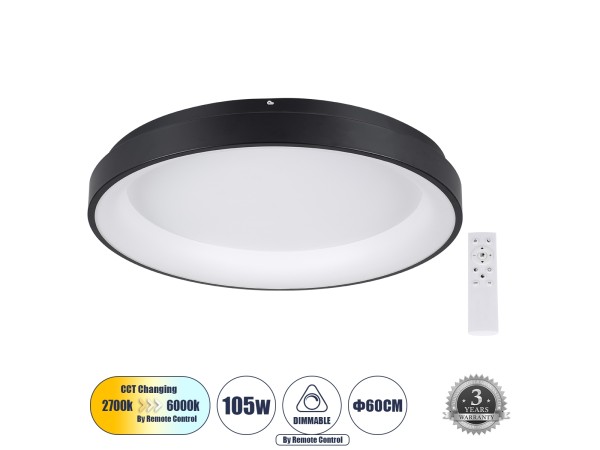 SALEM 61237 Πλαφονιέρα Οροφής Δαχτυλίδι-Κύκλος LED CCT 105W 12075lm 120° AC 220-240V