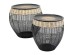 Βοηθητικά Τραπεζάκια African Drums Μαύρα (Σετ 2) 40x40x42 εκ. - Μπεζ