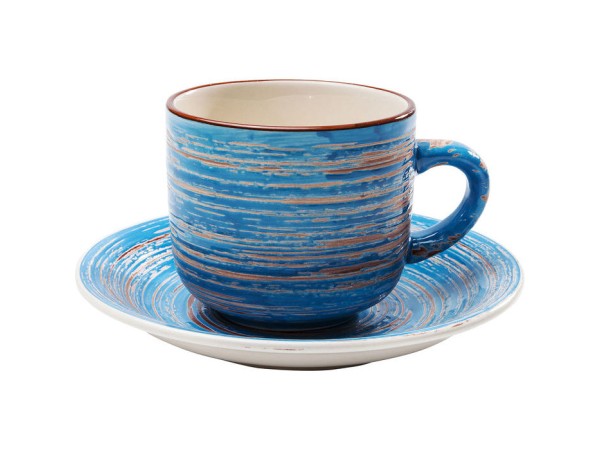 Κούπα Mug Swirl Μπλέ Κεραμικό (2/Set) - Λευκό