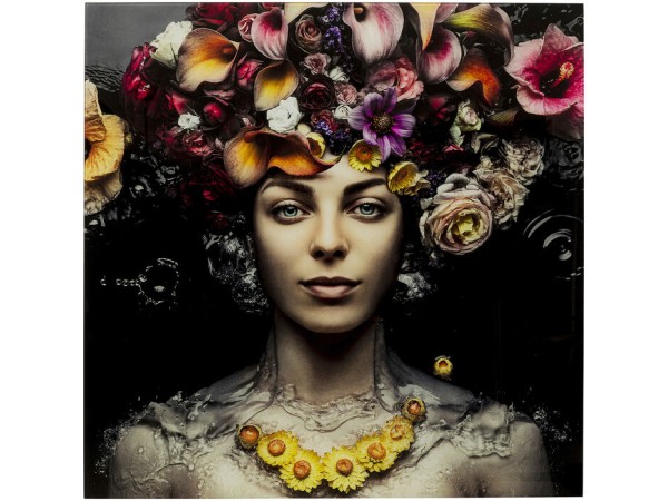 Πίνακας Flower Art Lady Γυάλινος Πολύχρωμο 80x0.4x80εκ