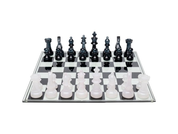 Διακοσμητικό Επιτραπέζιο Chess Λευκό/Μαύρο 60x60x13 εκ. - Ασημί