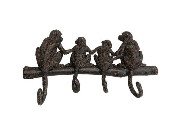 Κρεμάστρα Τοίχου Monkey Family Καφέ 38x5,5x21,5 εκ - Καφέ