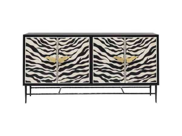 Μπουφές Zebra Ασπρόμαυρος 160x40x80εκ - Μαύρο