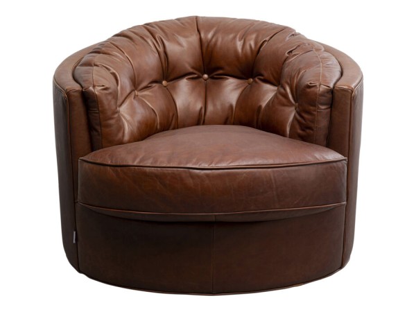 Swivel Armchair Music Hall Leather Brown - Καφέ