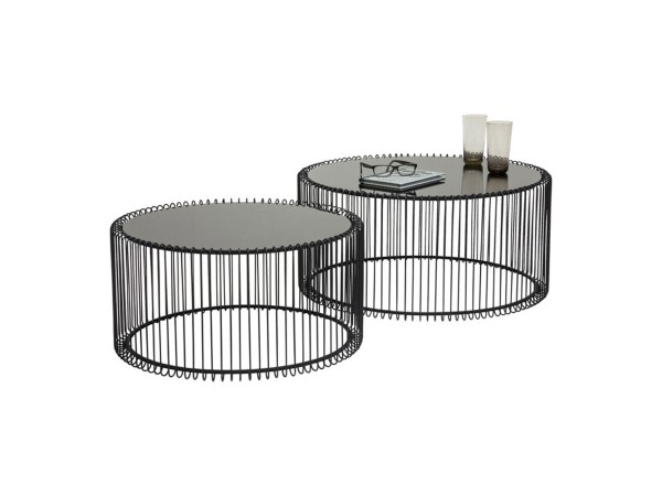 Τραπεζάκι Μέσης Wire Black (Σετ 2) 69.5x69.5x33.5εκ - Μαύρο