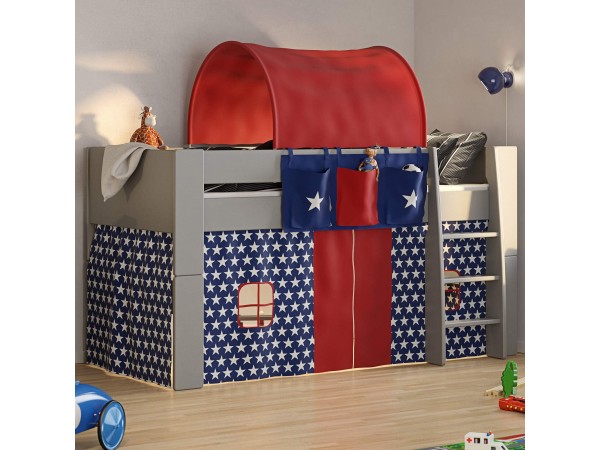 Υπερυψωμένο κρεβάτι Mid-Sleeper 4KIDS σε MDF Λάκα ( Γκρι)