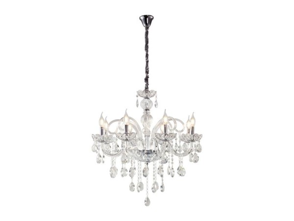 Artekko Chandelier Πολυέλαιος 8φωτος Διάφανο Κρύσταλλο (70x70x70)cm