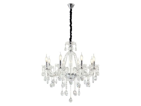 Artekko Chandelier Πολυέλαιος 8φωτος Διάφανο Κρύσταλλο (70x70x70)cm