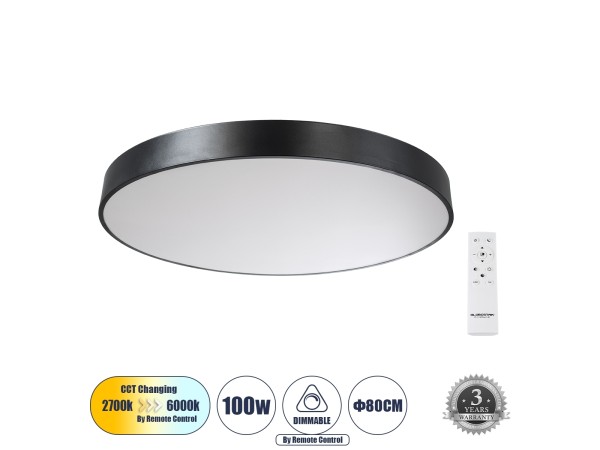 Πλαφονιέρα Οροφής LED CCT 100W Μαύρο 61204-S